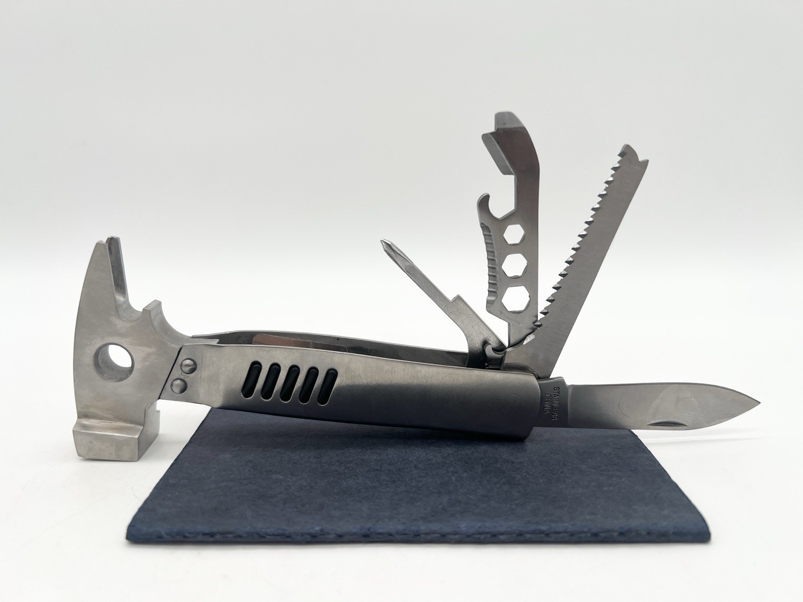 Stainless Steel Hatchet Multi Tool Axe Hammer Knife Saw Wrench Nylon Sheath