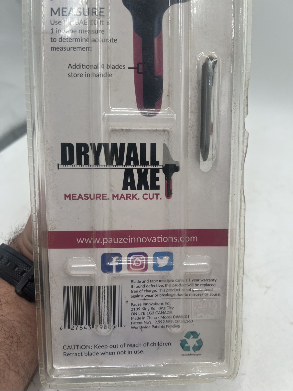 Drywall Axe All-in-one Hand Tool with Measuring Tape and Utility Knife