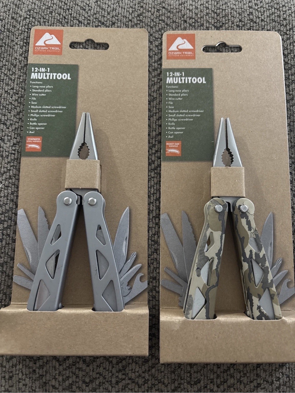 Ozark Trail Mossy Oak Camo/silver 12-in-1 Multi-Tool NEW Lot Of 2