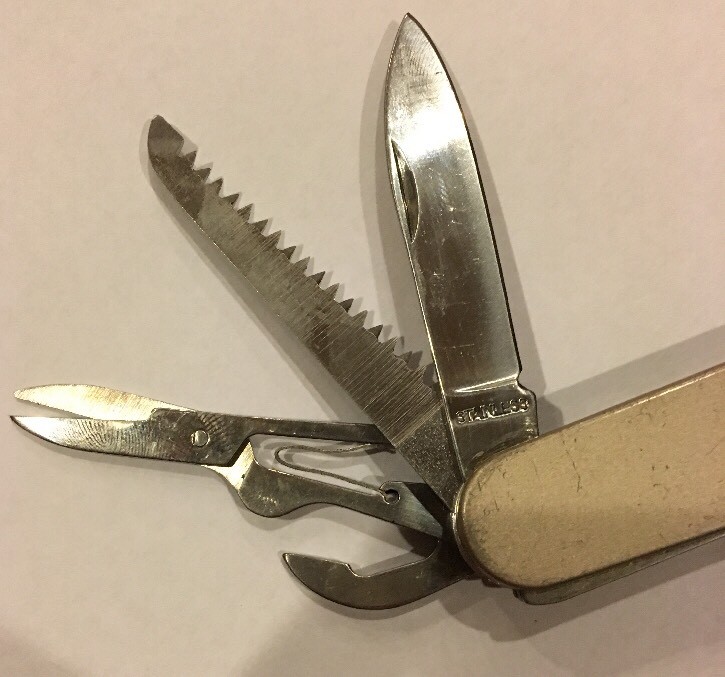 Sheffield Stainless Steel Multi Tool Pocket Knife. Chrome Cork Screw Screw Drive