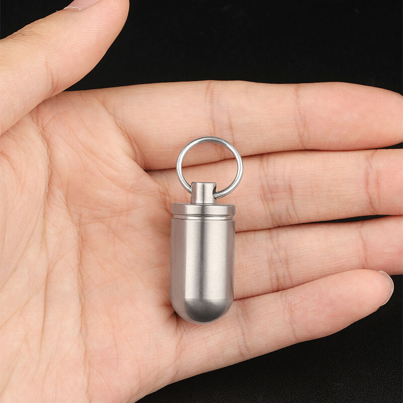 Mini Titanium Waterproof Box Sealed Storage Tank Outdoor Pill Container EDC