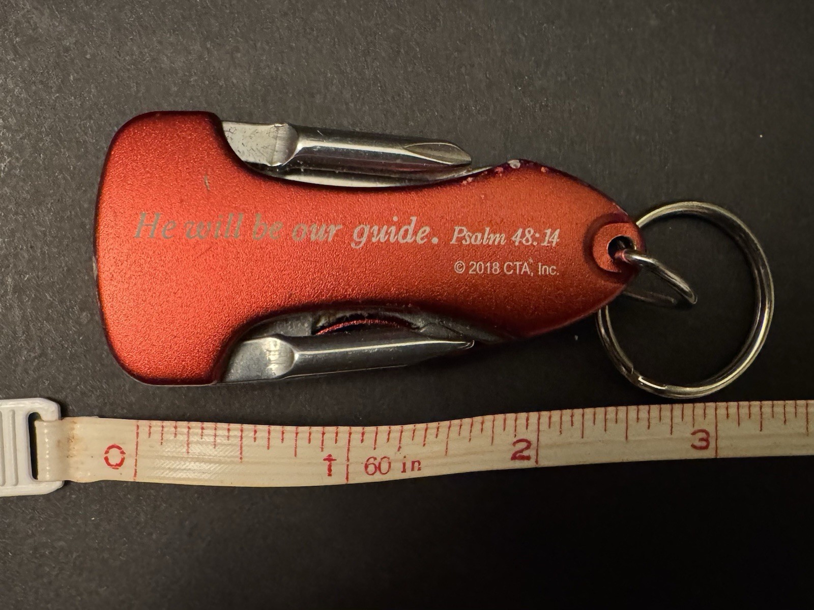 Biblical Red Multi-Tool Keychain with Light, Knife, Bottle Opener, Screwdrivers