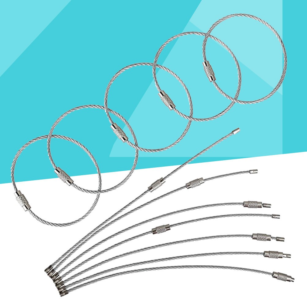 24 Pcs Stainless Steel Wire Keychains Heavy Duty Wire Chains Key Rings