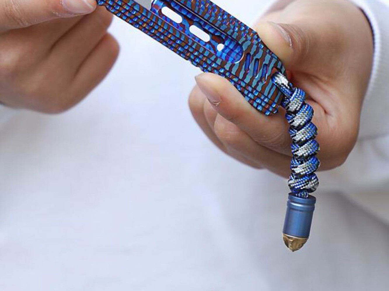 Titanium Alloy & Brass Parachute Cord Lanyard Bead EDC Key Necklace Pendant