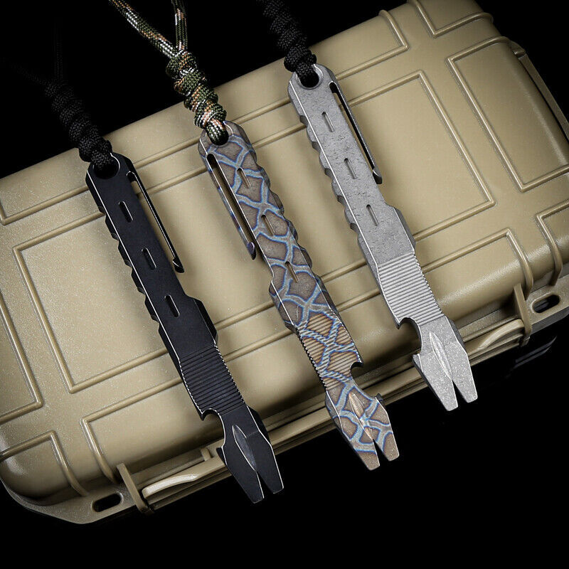 TC4 Titanium Alloy Pocket Pry Bar Pendant Crowbar Opener Multi Keychain EDC Tool