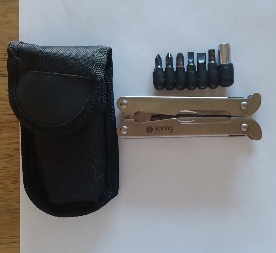 Multi Tool SPRING SOURCE Open Needle Nose Pliers With Cutter Compact 15 tools
