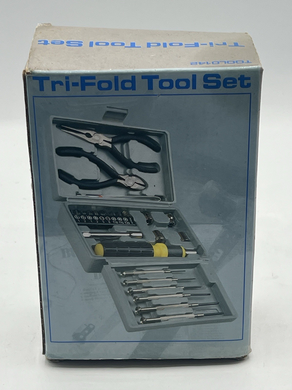 Tri-Fold Tool Set Folding Pocket Kit Screwdriver Bits Pliers Open Box #G08