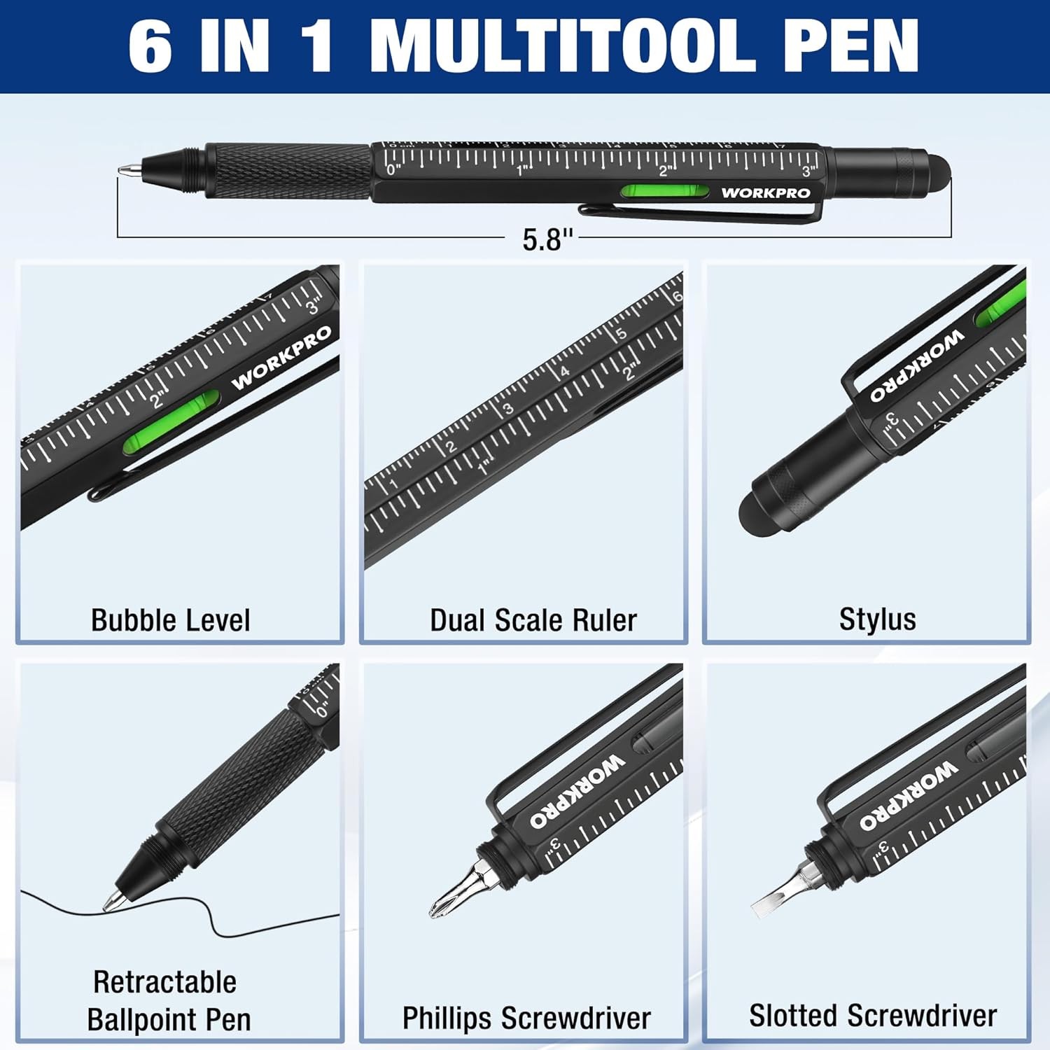 Pen Gifts for Men Women, Huhoo Cool Gadgets Tools Multi Tech Black-9in1