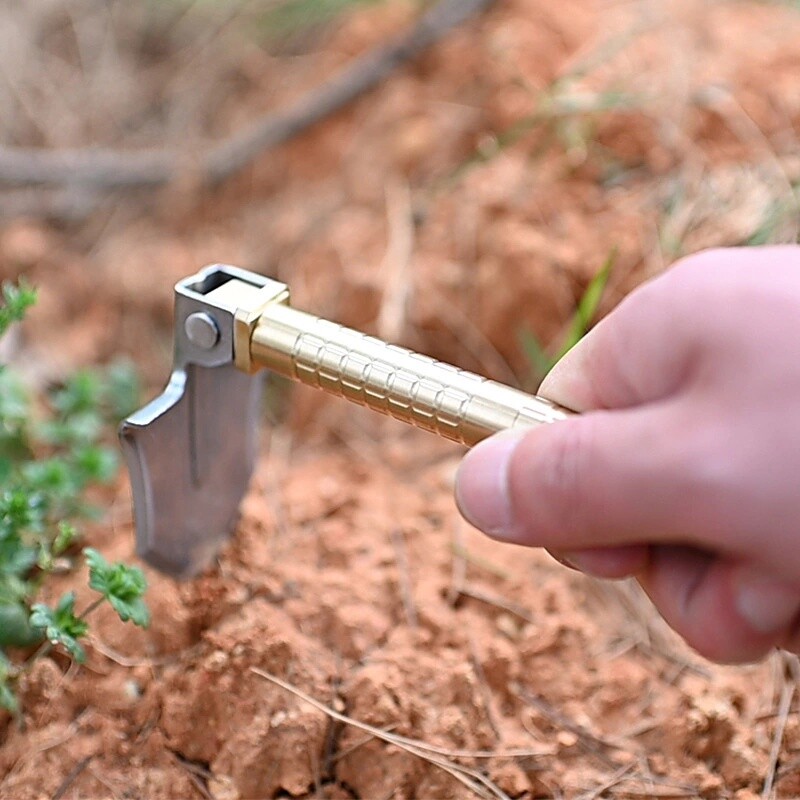 Brass Outdoor Portable Mini Multi EDC Shovel Engineer Digging Gardening Shovel
