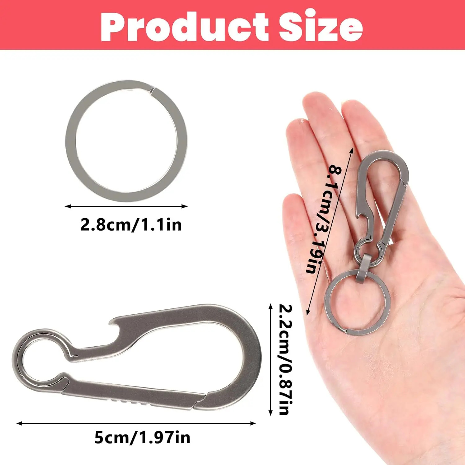 Titanium Buckles EDC Outdoor Tool Titanium Alloy Keychain Tiranium Buckle Key Ri