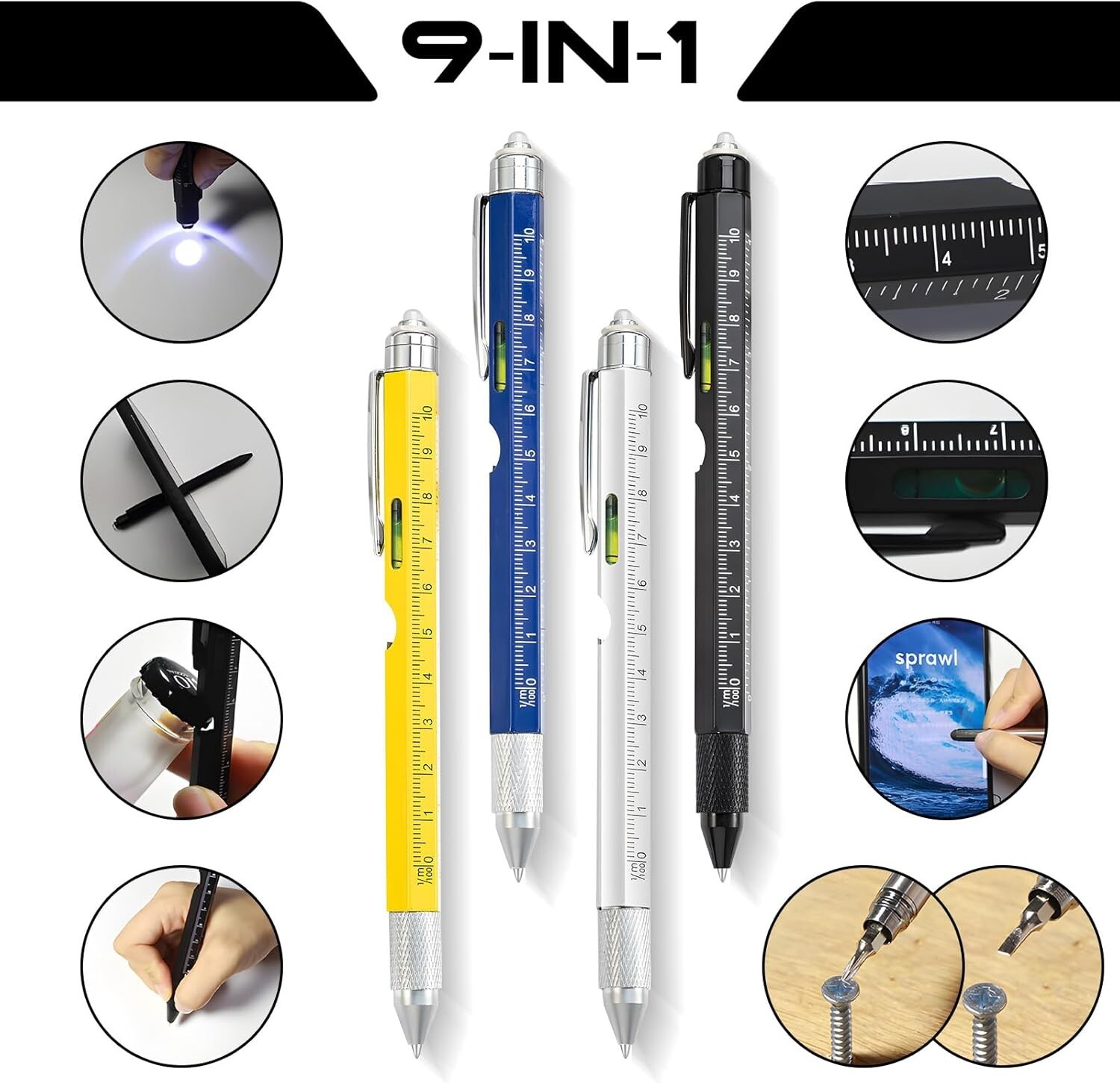 Dad Gifts for Fathers Day, 9 in 1 Multitool Pen Father’s Day Gifts from Black