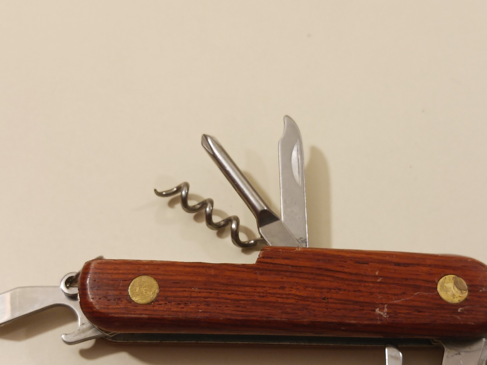 7 Function Wood Brown Handle Multi-Tool Folding Knife Pliers Scissors Camp China