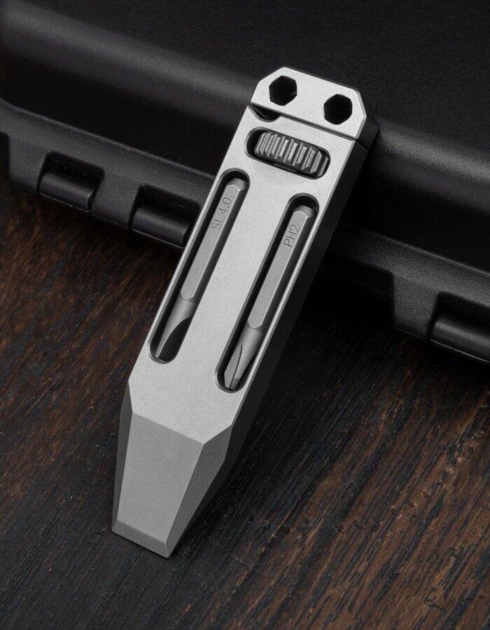 Mini Titanium Multi Tools Adjustable Wrench Pocket EDC Pry Bar Crowbar with Bits
