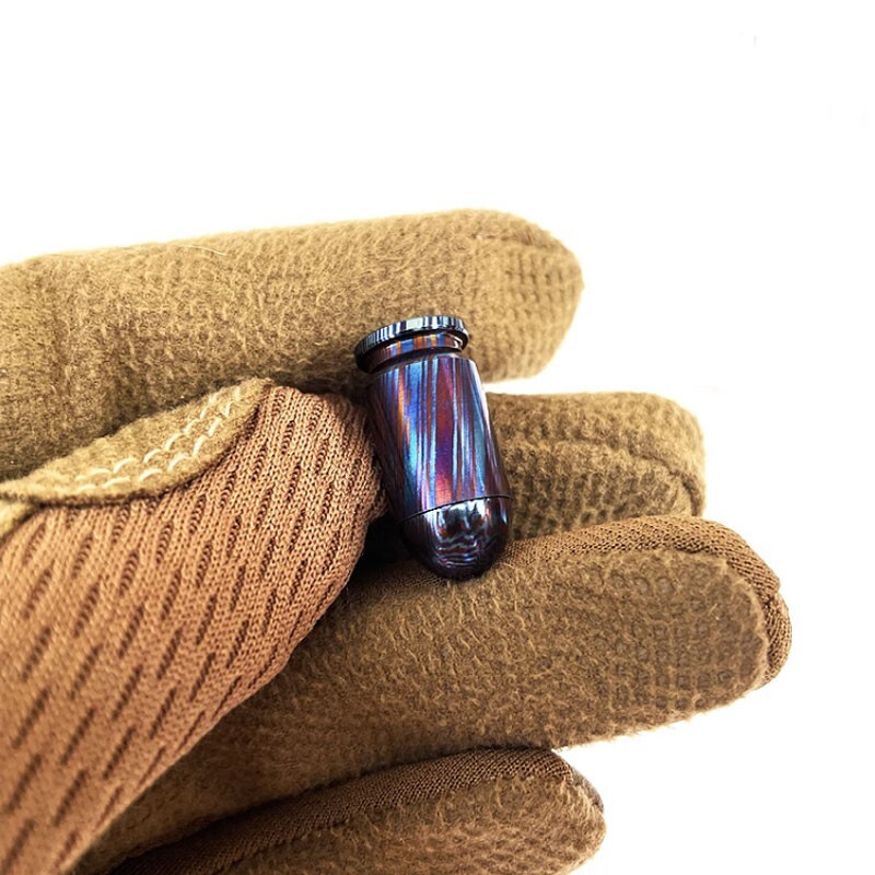 1PC Titanium Damascus Parachute Cord Bead Necklace Keychain Knife Lanyard Bead