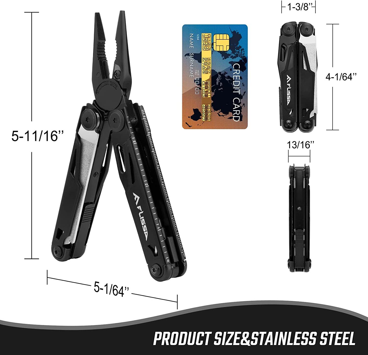 16-in-1 Multitool Pliers Stainless Steel Folding Multi Tool Pocket Tool w/Sheath
