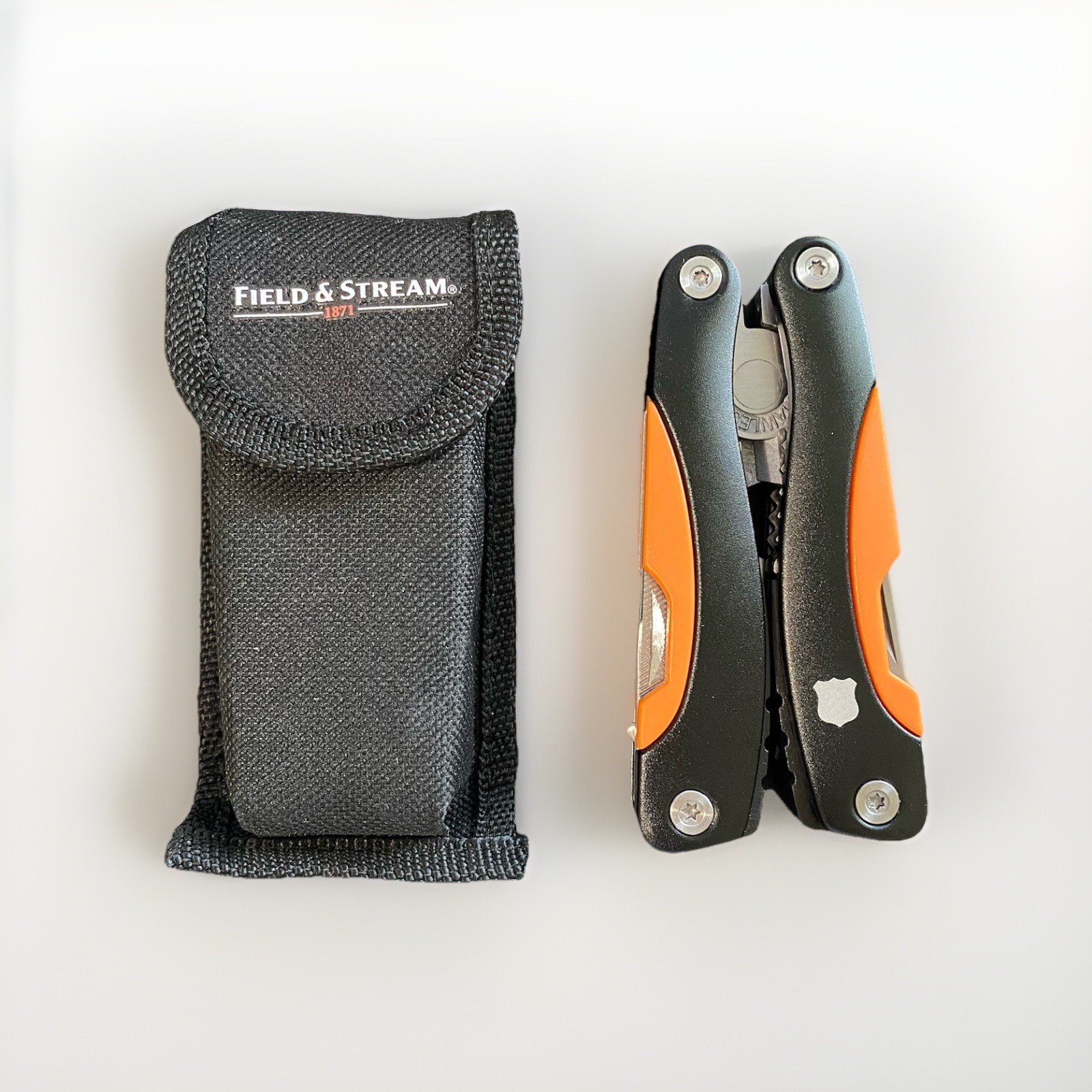 Field & Stream 10-in-1 Multi-Tool Black Orange Stainless Steel With Sheath