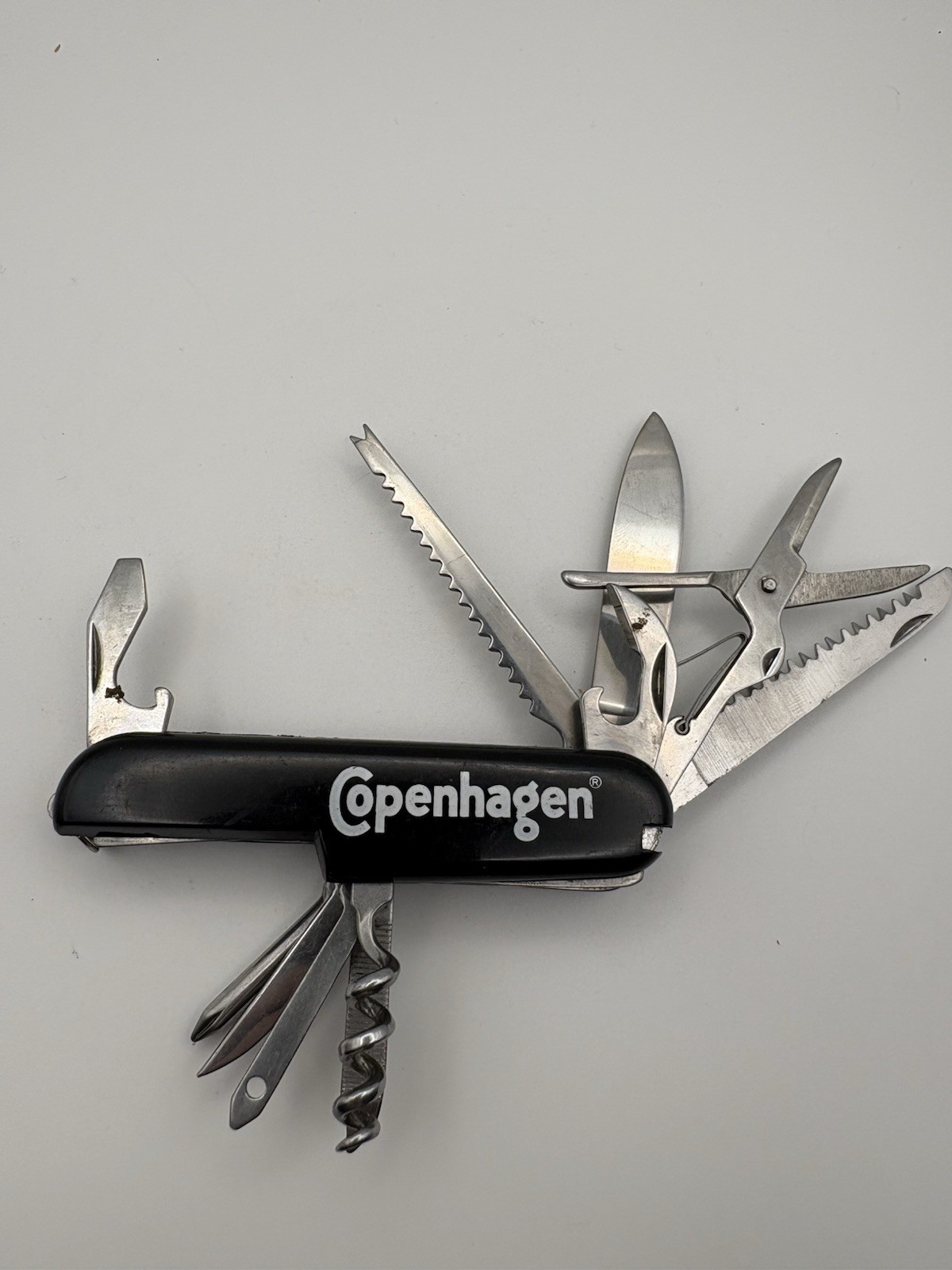 Vintage Copenhagen Snuff Multi Tool Pocket Knife Swiss Army Style Folding Knife
