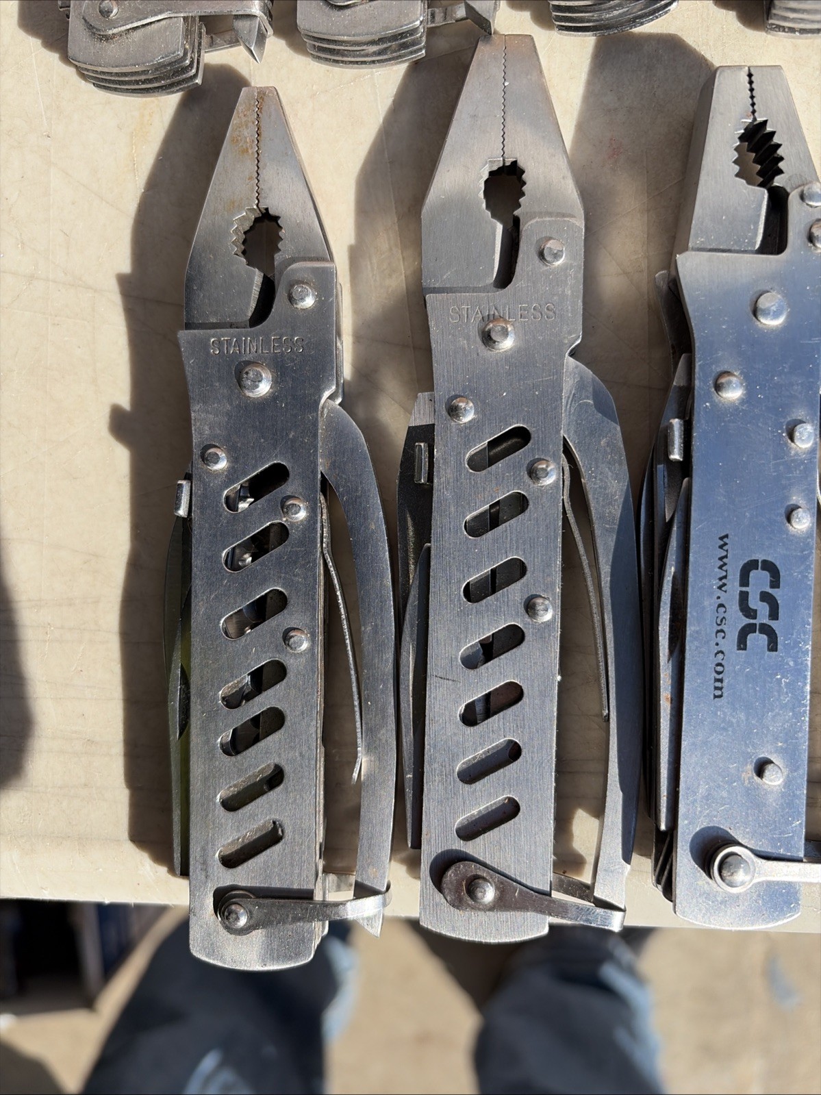 Lot Of 9 All Stainless Steel Pliers Multi Tool