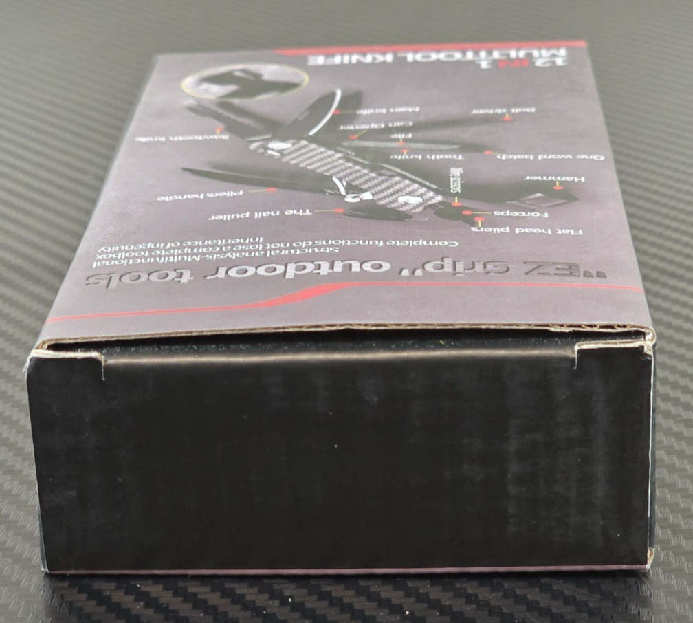 EZ Grip 12 in 1 Multitool Hammer Knife Pliers Saw Screwdriver CarbonFiber Design