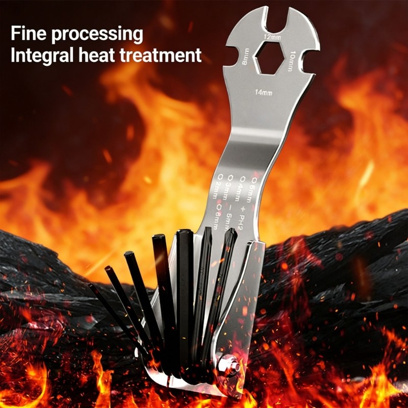 Folding Wrench Set Heavy Duty Steel Hexagon Key Multiple Tool Double Hinge