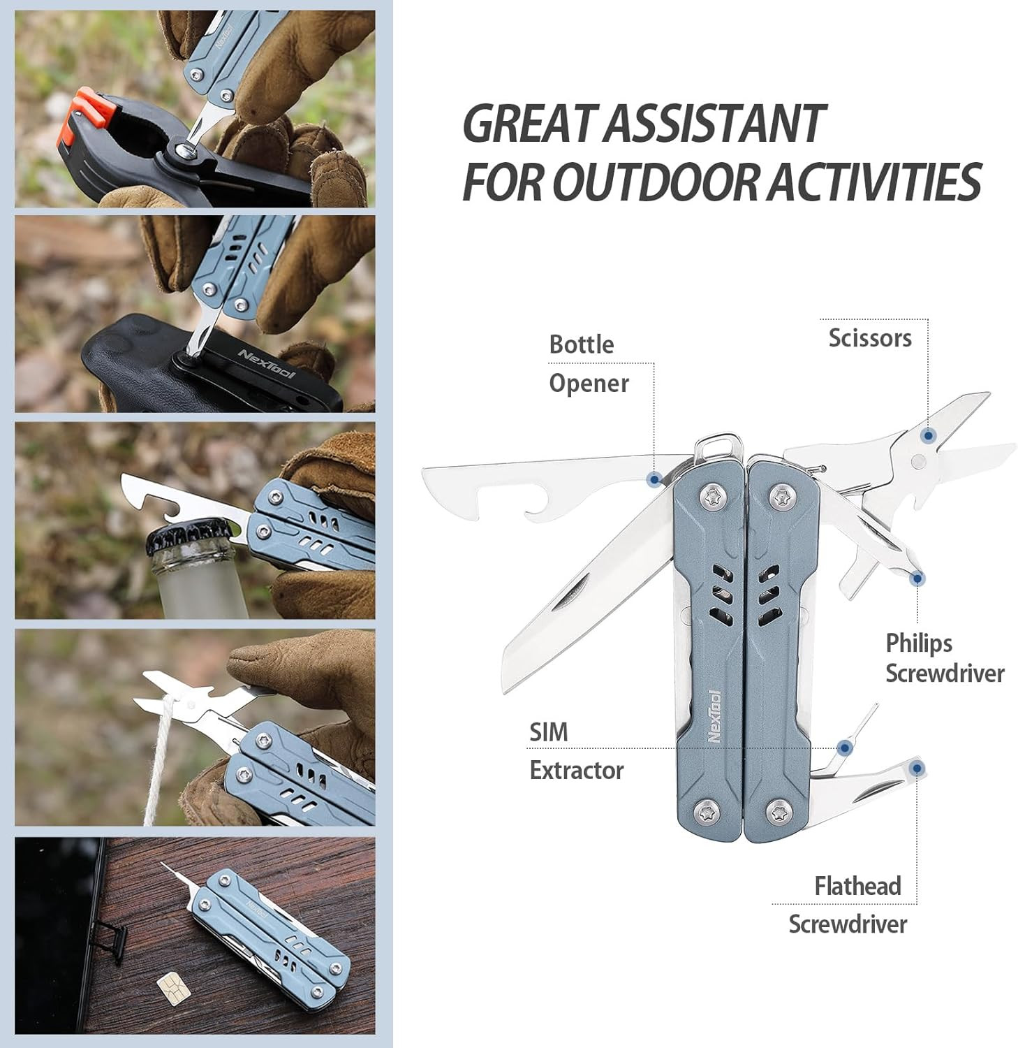Nextool Mini Sailor S11 Keychain Multitool, 11-In-1 Compact EDC Pliers with Pock