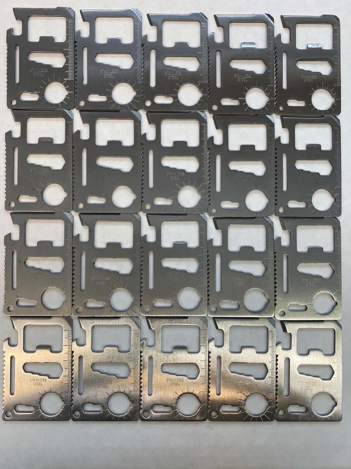 20-Stainless Steel Credit Card Tools 11 in 1 Multi Pocket Survival Tools.  EDC