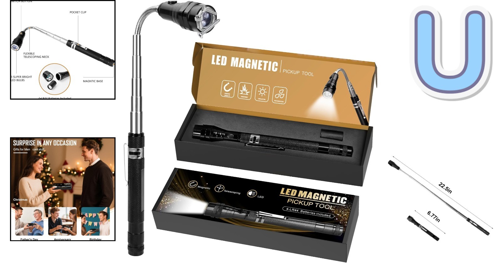 Compact Magnetic Pick-Up Tool with Adjustable Neck – Must-Have Gadget for Him
