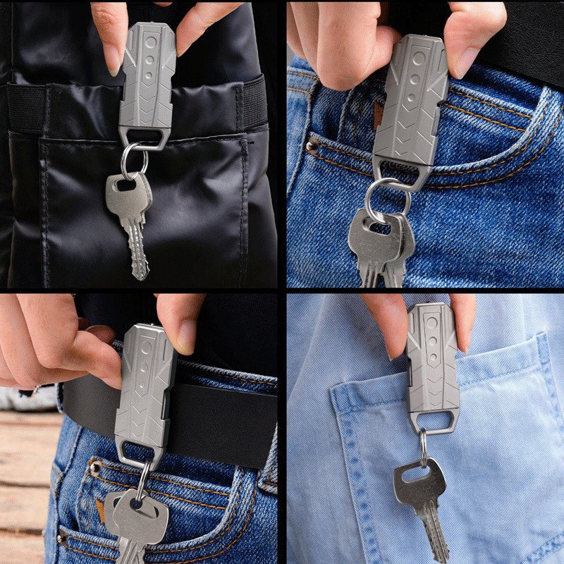 EDC Titanium Belt Buckle Portable Men’s Belt Clip Waist Hang Keychain Crowbar