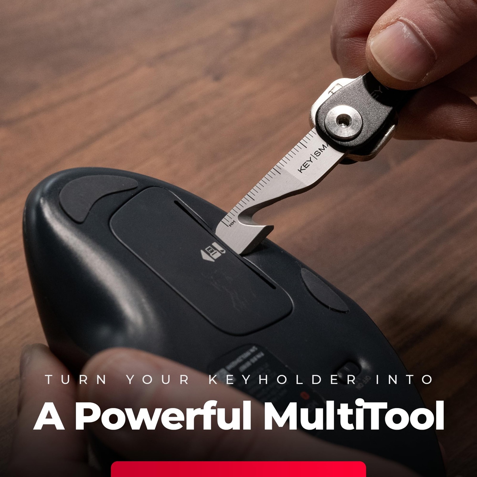 KeySmart MultiTool – 5-in-1 Multi-Purpose Keychain Tool with Box Opener, Rule…