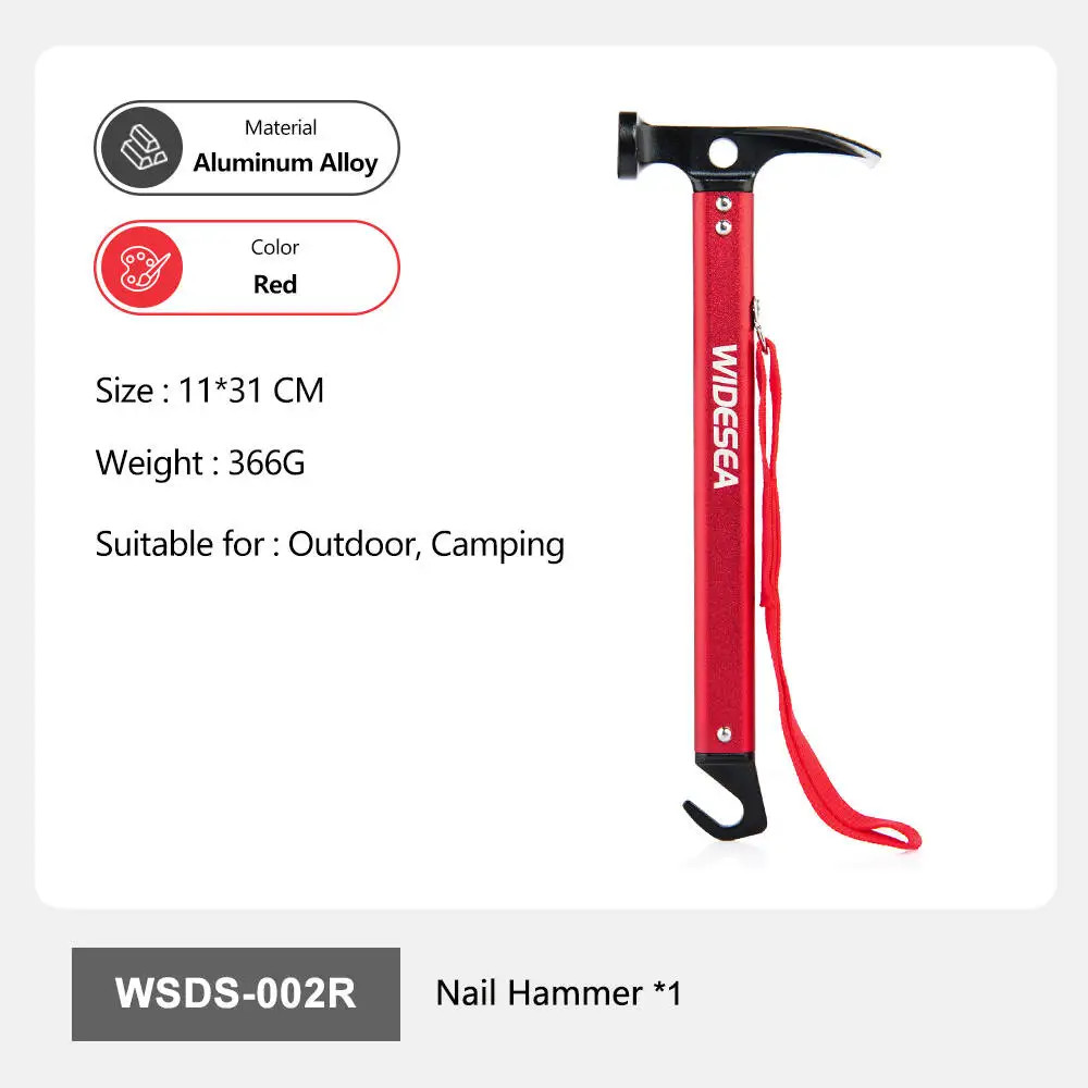 Aluminum Alloy Camping Nail Hammer Strong Durable Easy to Carry Multifunctional
