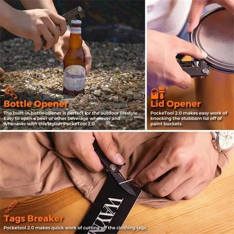 Small Survival Multitool Knife Keychain Keyring Car Escape Tool Bugout EDC Multi