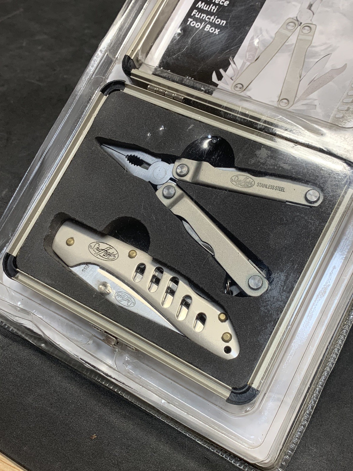 NEW! SHEFFIELD 2pc Multi 12 In 1 Tool Set & Folding Locking Knife w/Case