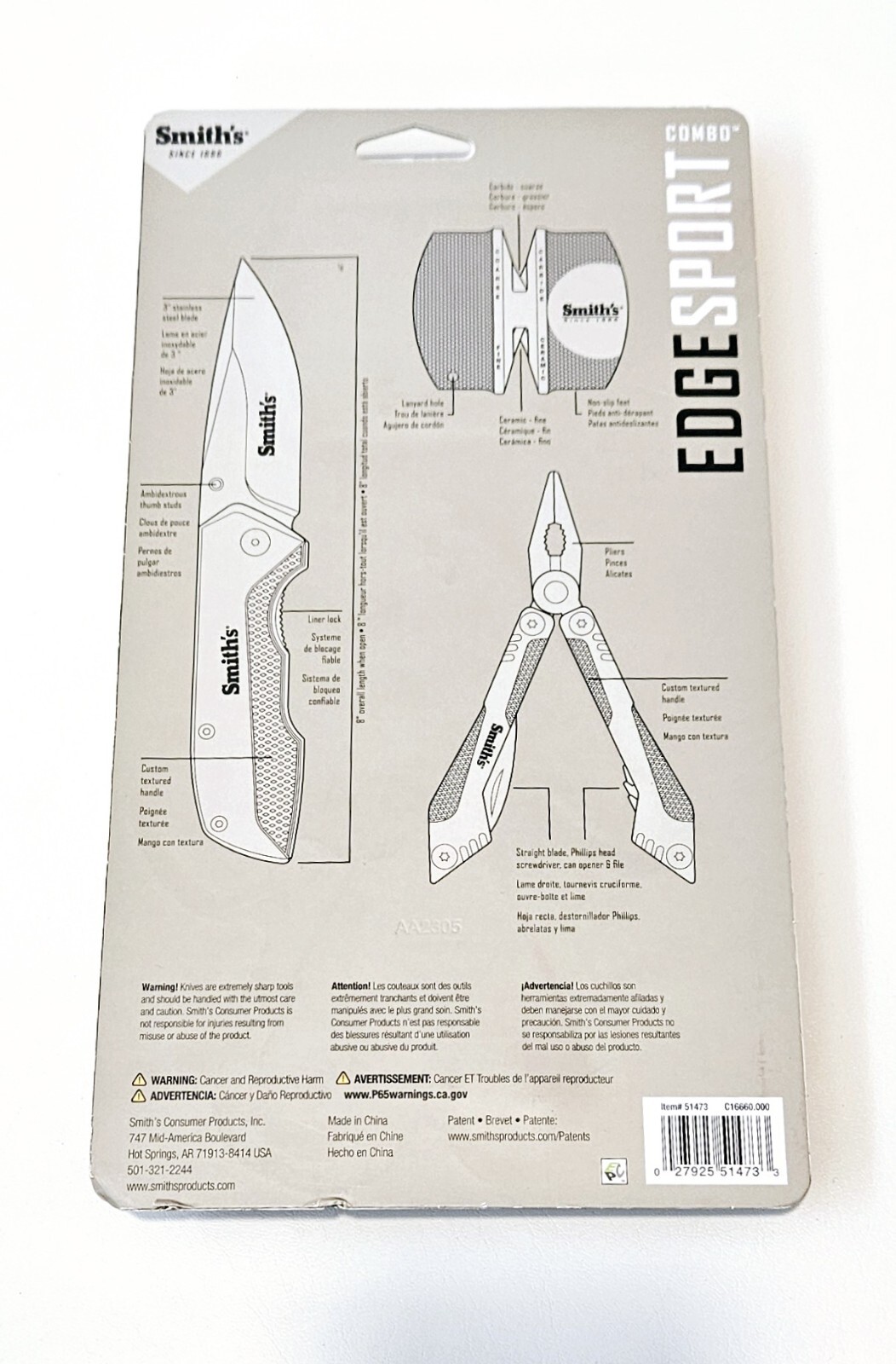 NIB Sealed Smith’s Combo Edge Sport: Knife/ 2-Step Sharpener/ Pliers Knife Set