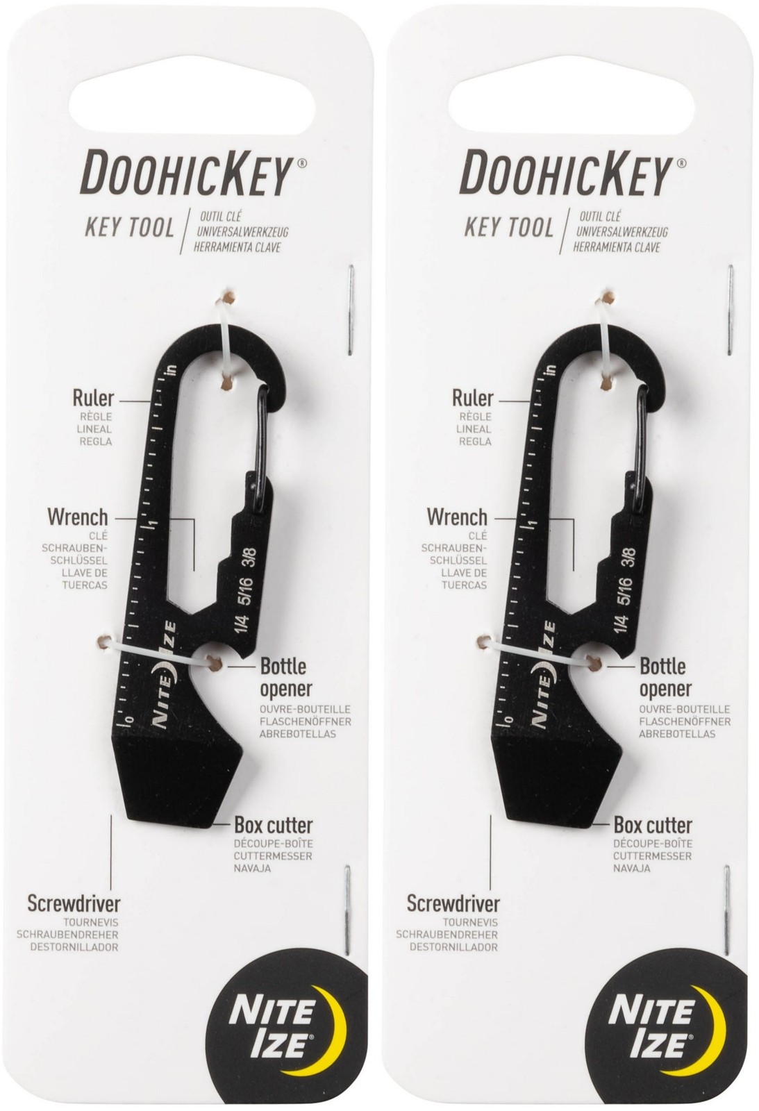Nite Ize DoohicKey Stainless Steel Key Tool – Black (2-Pack)
