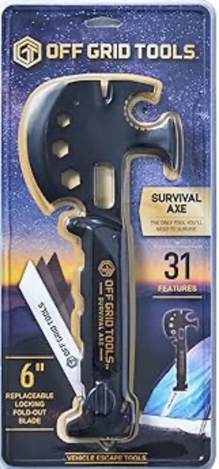 Off Grid Tools Survival Axe 31 Feature New In Box Vehicle Escape Camping Hiking