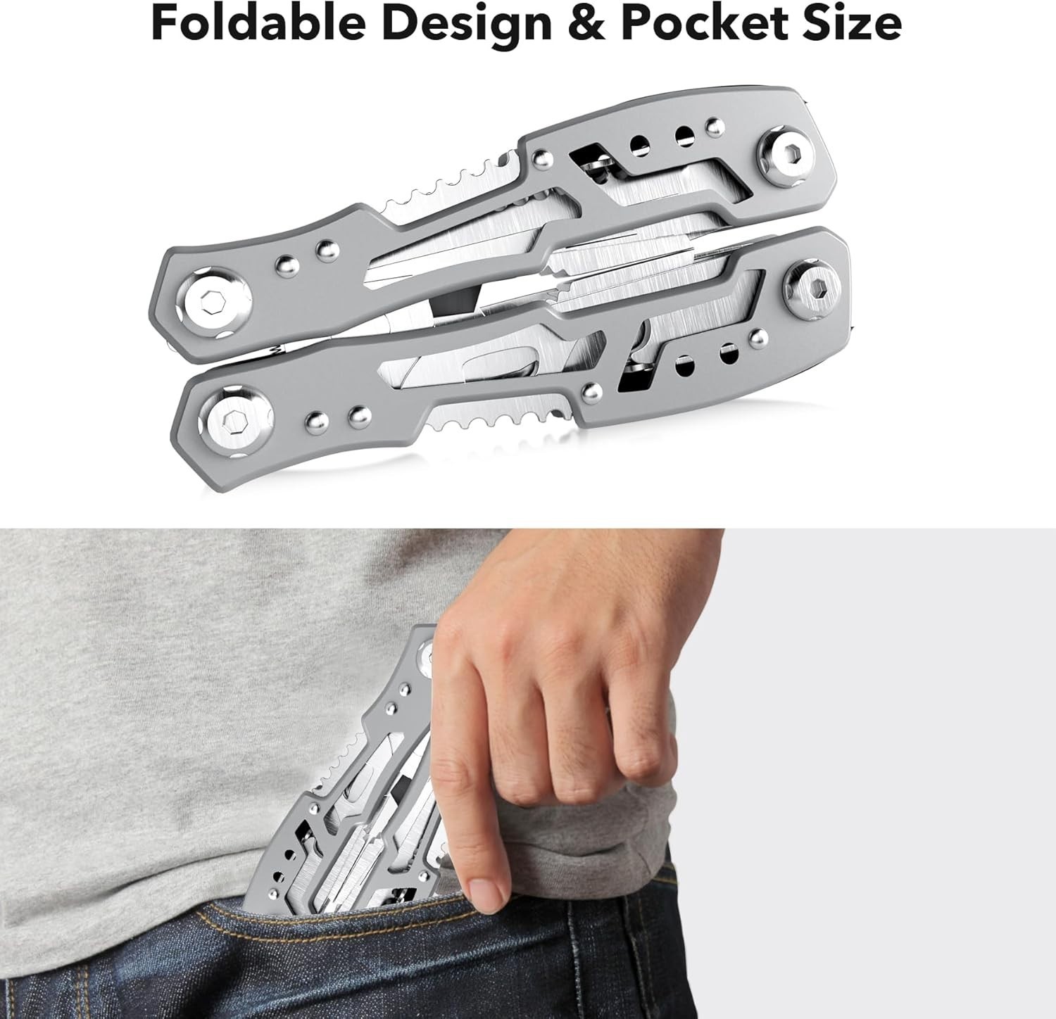 Elegant 14-in-1 Stainless Steel Multitool Pliers with Safety Lock – Perfect Gift