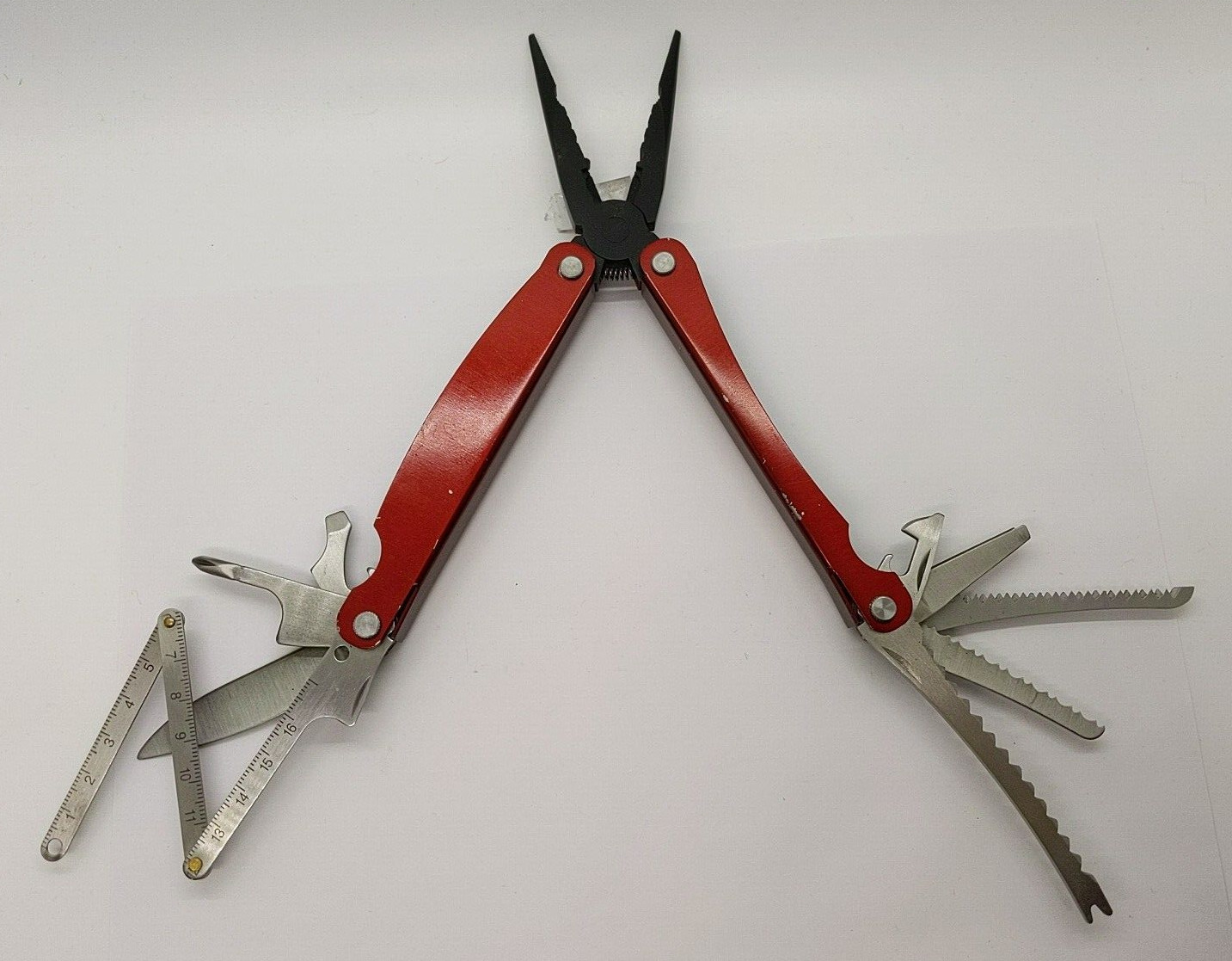 KVD Plain + Serrated Knives Screwdriver NeedleNose Pliers Red Multi-Tool+Sheathe