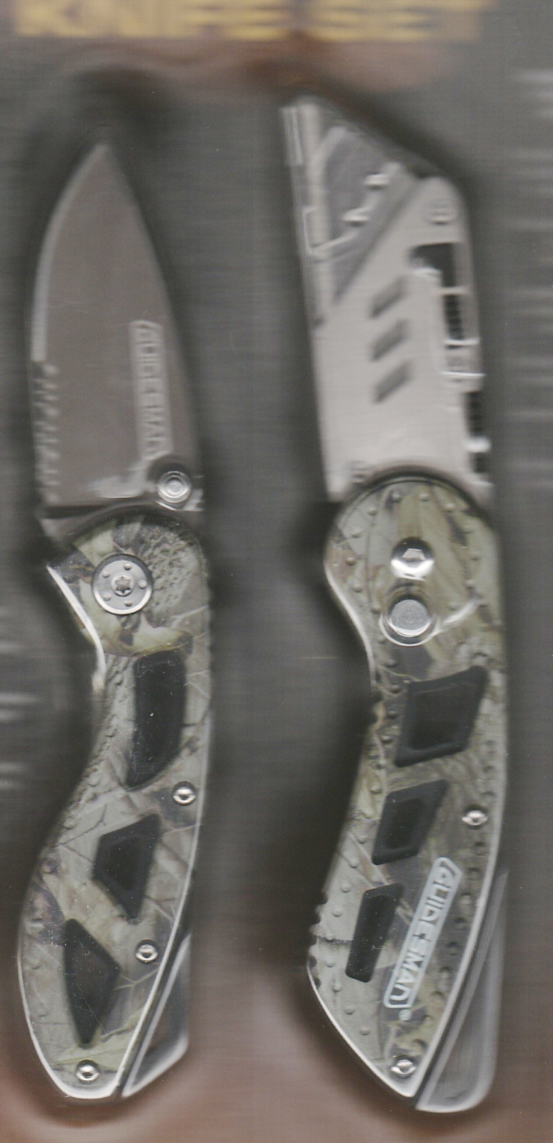 Guidesman 2.5″ Folding SS Knife,Titanium Plated Drop Pt + Utility Knife, 2PC Set