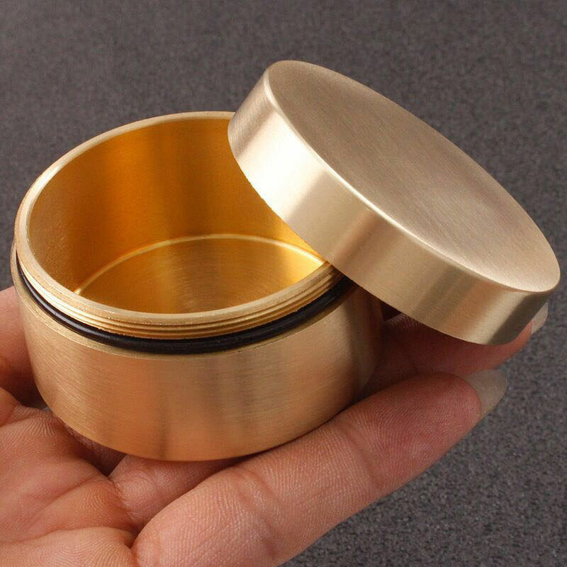 HotEDC Large Solid Brass Waterproof Box Outdoor Travel Home Pill Case SealedTank