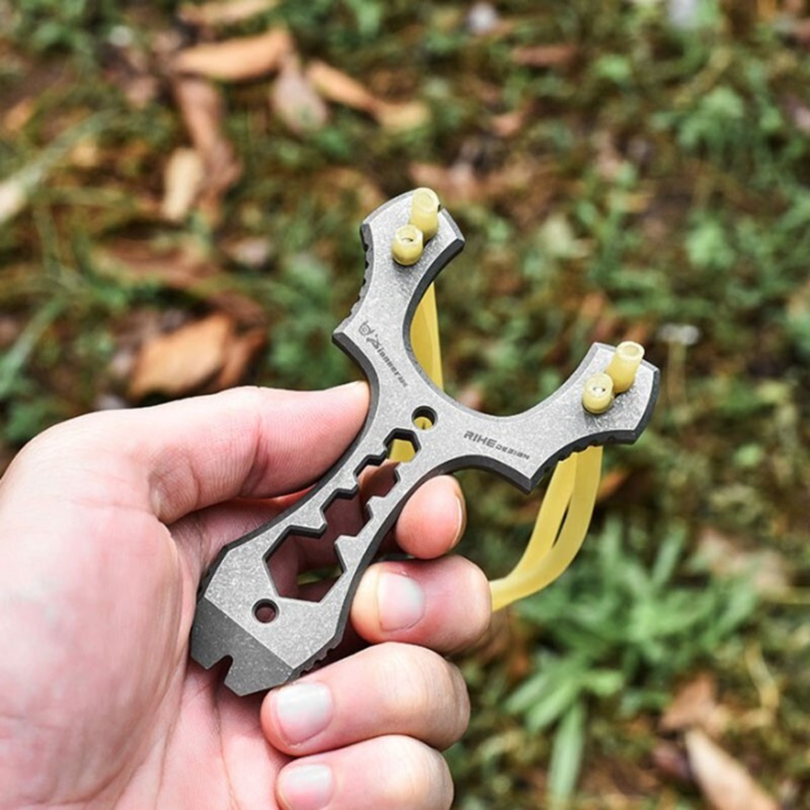 Portable Slingshot Flat Rubber Band Catapult Hunting Slingbow Archery Shoot Tool