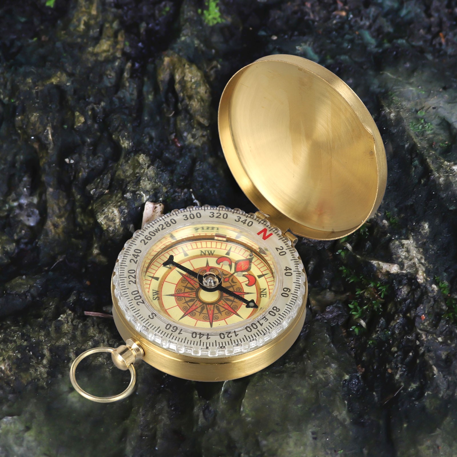 Hiking Pocket Brass Golden for Compass Portable Noctilucent for Compass