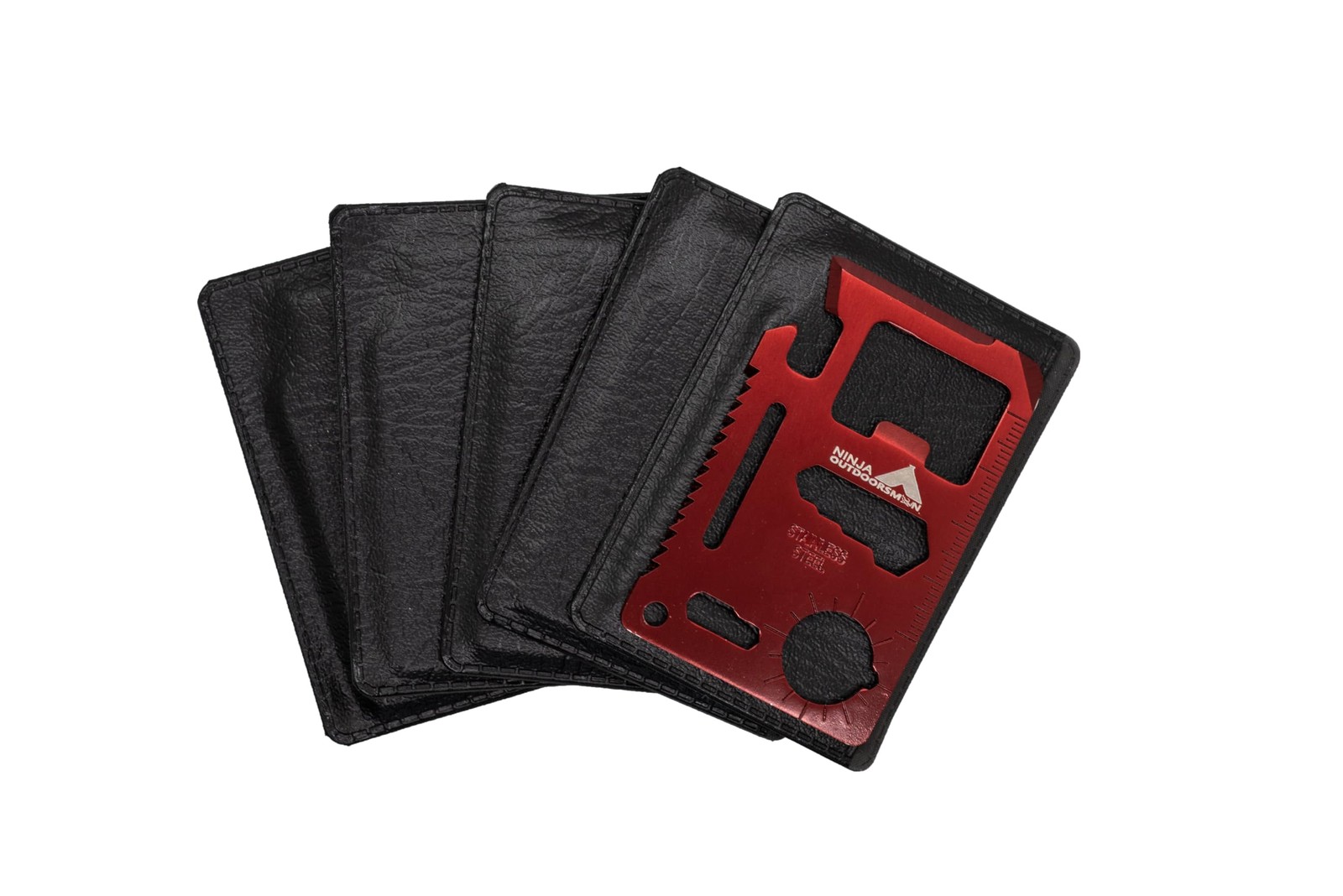 5 Pack Red Rsman 11 In 1 Stainless Steel Credit Card Pocket Sized Survival Mul