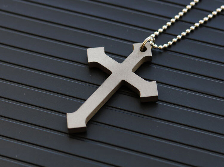 Men Women Solid EDC Titanium Alloy CNC Cross Necklace Pendant Keychain DIY Beads