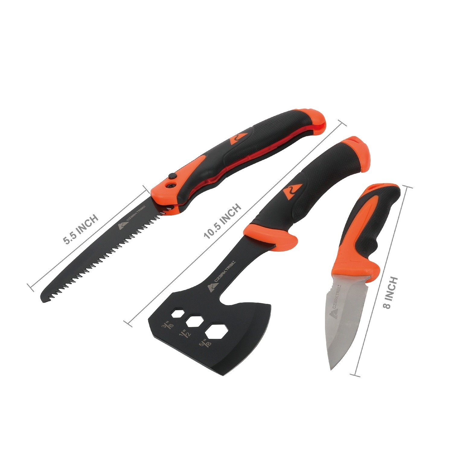 Ozark Trail 7-Piece Camping Multitool Set with Hammer, Axe, Flashlight, and Kniv