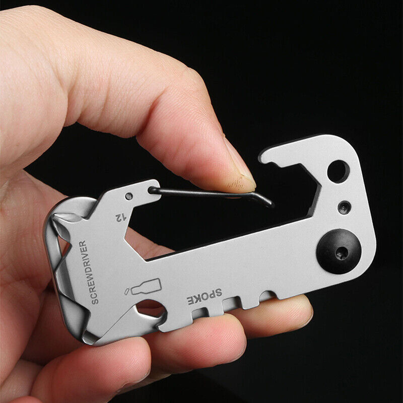9 in 1 Multifunction Tool Outdoor EDC Camping Hiking Bicycle Carabiner Key Chain