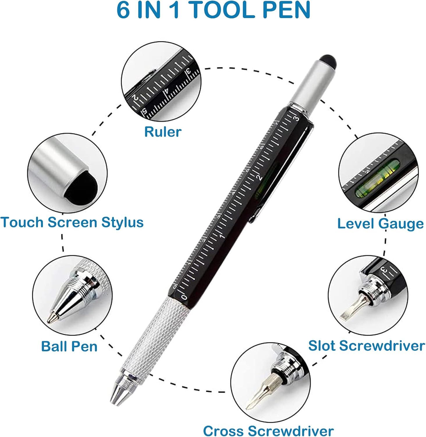 8 Pieces Gift Pen for Men 6 in 1 Multitool Tech Tool Pen Screwdriver Pen With
