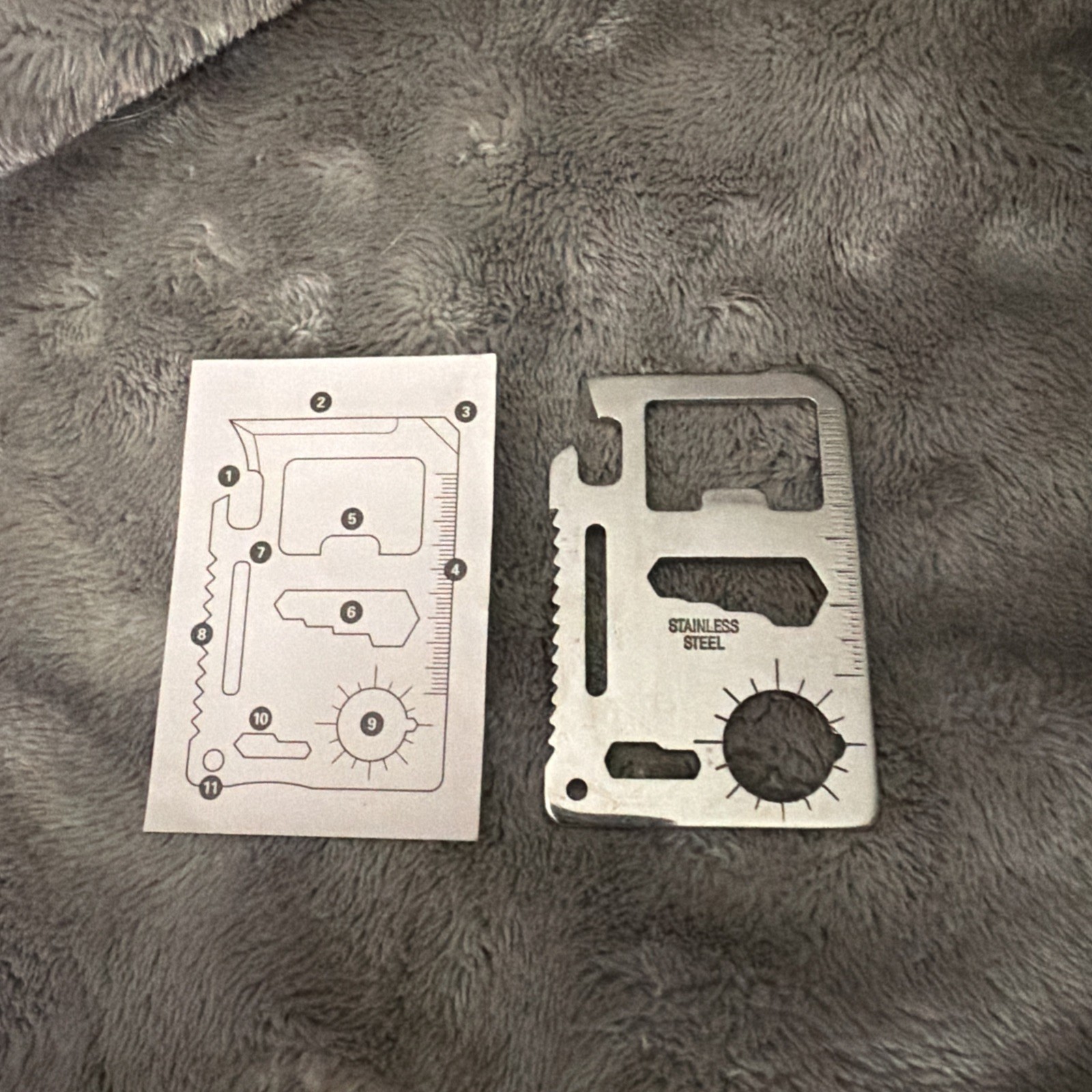 Stainless Steel 11 in 1 Wallet Multi Tool Knife Survival Camping w/Sleeve