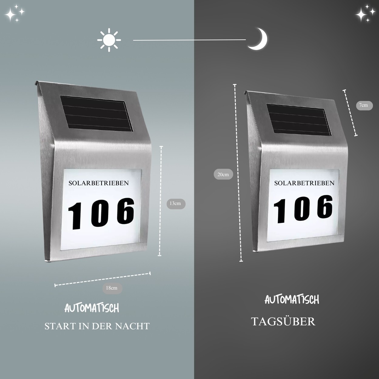 Solar LED House Number Light – Stainless Steel House Number Lighting with LED