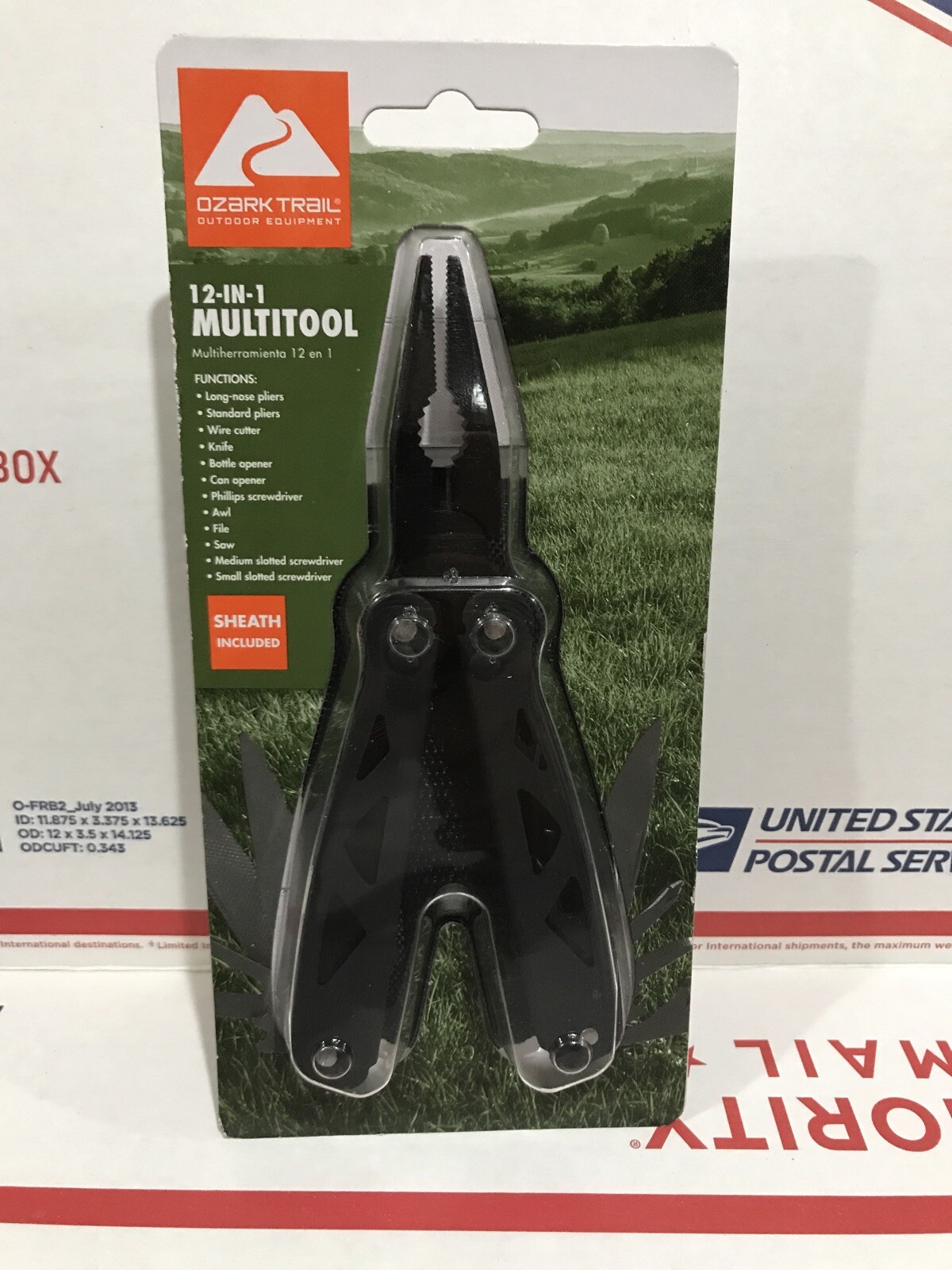 NEW SEALED! Ozark Trail 12 In 1 Multitool! With Sheath! All Black LAST ONE! Prep