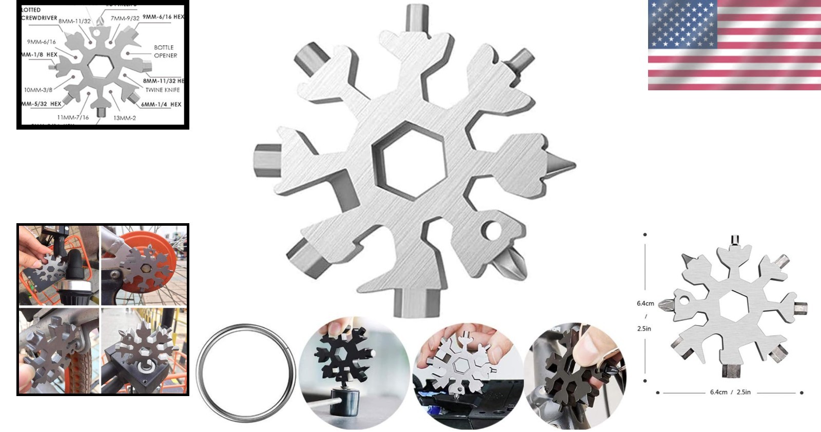 18-in-1 Snowflake Multi-Tool: Versatile Stainless Steel Utility for Everyday Use